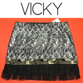 ビッキー(VICKY)のVICKY スカート ビッキー 新品 ビジュー レース 定価17,000円(ミニスカート)