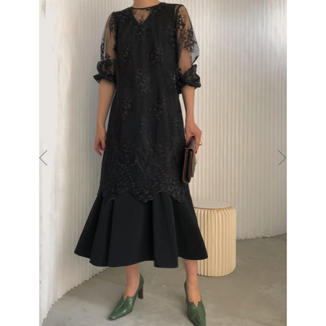 ロングドレスAmeri  3WAY LAYERED LACE DRESS