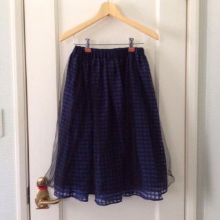 ダブルクローゼット(w closet)のwcloset チェック柄チュールSK(ひざ丈スカート)