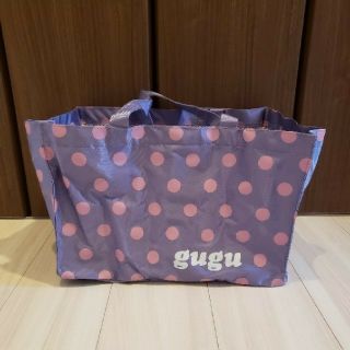 guguエコバッグ☆レジかご☆ポーチつきパープルドット柄(エコバッグ)