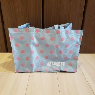 guguエコバッグ水色☆レジかご☆収納ポーチつきドット柄(エコバッグ)