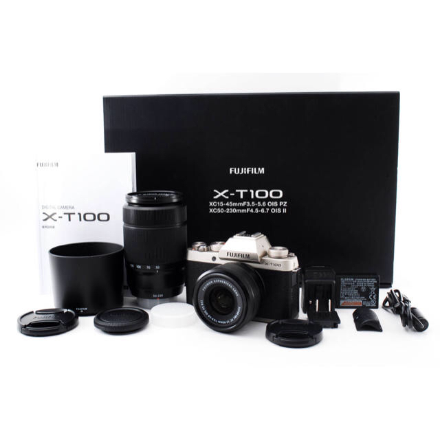 FUJIFILM ミラーレス一眼 X-T100 ダブルズームレンズキットブラック-