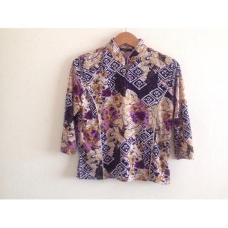 マザー(mother)のUsed vintage 紫柄のチャイナ風トップス DEPT(カットソー(長袖/七分))