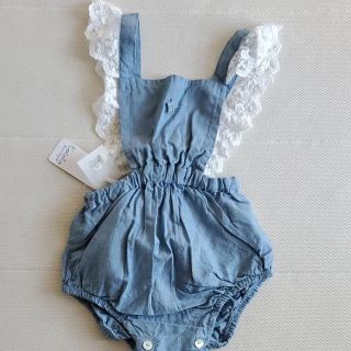 キャラメルベビー&チャイルド(Caramel baby&child )の12m❤️tocoto vintage Chambray Lace ロンパース(ロンパース)