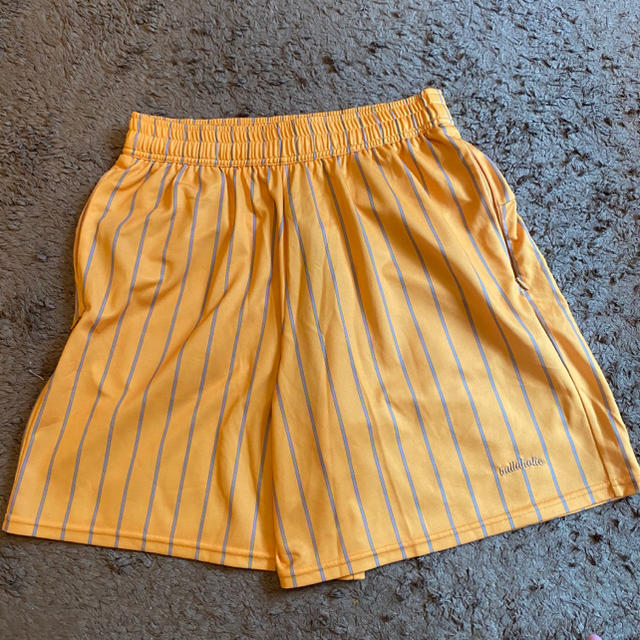 ballaholic stripe zip shorts イエロー