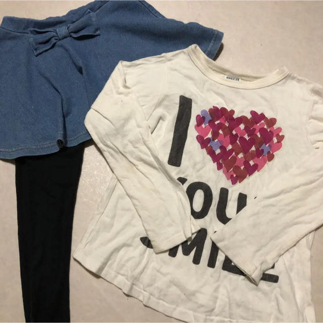 BREEZE ロンT スカッツ 2点 セット スカート レギンス キッズ/ベビー/マタニティのキッズ服女の子用(90cm~)(Tシャツ/カットソー)の商品写真