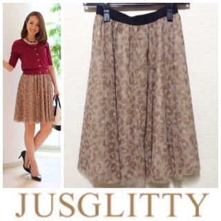 ジャスグリッティー(JUSGLITTY)の♡値下げ！レオパード チュールスカート♡(ひざ丈スカート)