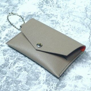 ポケットティッシュケース　グレージュ&オレンジ(ポーチ)