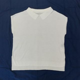 【美品】襟付きトップス 白 L(カットソー(半袖/袖なし))