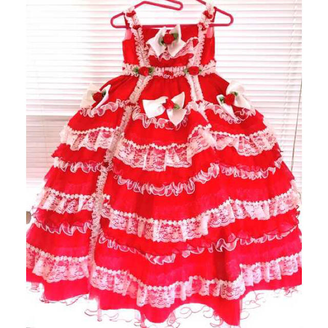 ドレス/フォーマル送込100パニエドレス女の子こどもフリフリ赤あか発表会レース結婚式フォーマル衣装