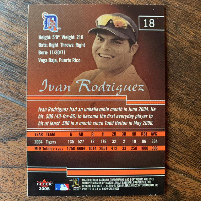 【送料込】イバンロドリゲス捕手のShowCase2005#18野球カード！ エンタメ/ホビーのトレーディングカード(シングルカード)の商品写真