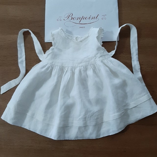 Bonpoint(ボンポワン)のボンポワン　リネンワンピース　白　12m キッズ/ベビー/マタニティのベビー服(~85cm)(ワンピース)の商品写真