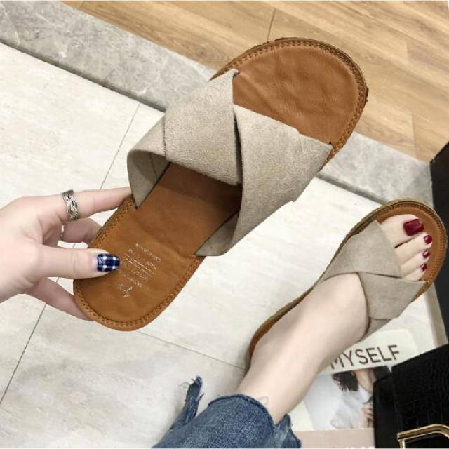 【値下げ中】ペタンコ  サンダル ベージュ 23センチ レディースの靴/シューズ(サンダル)の商品写真