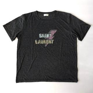 サンローラン(Saint Laurent)の【H】サンローランパリ サンダーロゴ ヴィンテージ加工 プリント Tシャツ S(Tシャツ/カットソー(半袖/袖なし))