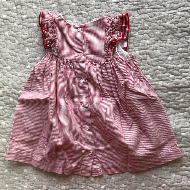 PETIT BATEAU(プチバトー)のワンピース　赤　ストライプ　プチバトー キッズ/ベビー/マタニティのベビー服(~85cm)(ワンピース)の商品写真