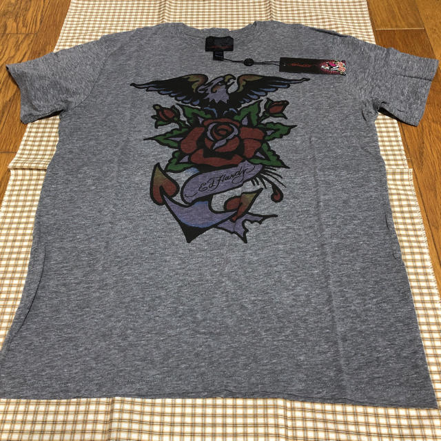 Ed Hardy(エドハーディー)のエド ハーディー Ed Hardy Tシャツ USA製 グレー Lサイズ 未使用 メンズのトップス(Tシャツ/カットソー(半袖/袖なし))の商品写真