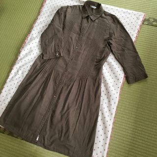 テチチ(Techichi)のアー様専用　Techichi  七分袖　シャツワンピース　ブラウン(ひざ丈ワンピース)