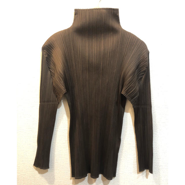 Pleated Please High Neck Long Sleeve Cut-And-Sew Dark Brown Size 3 size ...