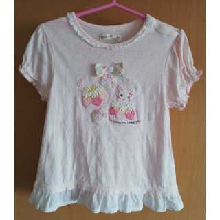 クーラクール(coeur a coeur)のクーラクール　アッブリケTシャツ　ピンク　100サイズ　USED　(Tシャツ/カットソー)