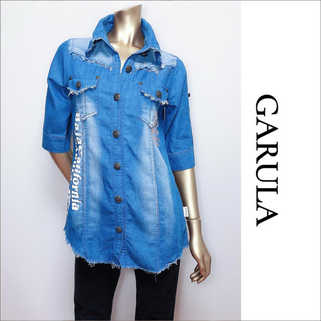 GARULA(ガルラ)のGARULA ダメージペイント加工 シャツ♡ダイヤ BACKS マウジー SLY レディースのトップス(シャツ/ブラウス(半袖/袖なし))の商品写真