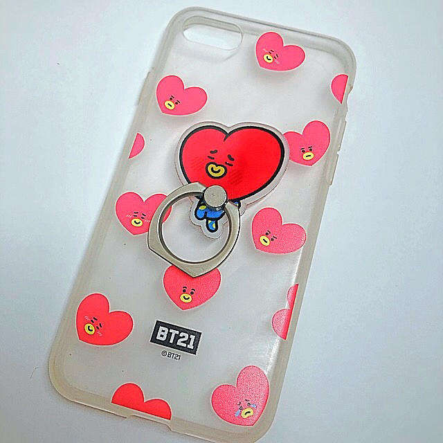 防弾少年団(BTS)(ボウダンショウネンダン)のBT21 TATAスマホケース スマホリング　おまけ付き スマホ/家電/カメラのスマホアクセサリー(iPhoneケース)の商品写真