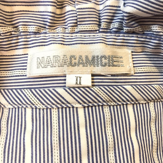 NARACAMICIE(ナラカミーチェ)のNARACAMICIE ブラウス ブルー ストライプ 伸縮性 レディースのトップス(シャツ/ブラウス(半袖/袖なし))の商品写真