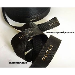 グッチ(Gucci)のグッチリボン🎀 4m 黒 ブラック x ゴールドロゴ入り グログラン 金(ラッピング/包装)