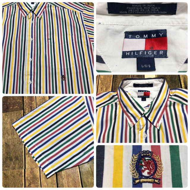 TOMMY HILFIGER(トミーヒルフィガー)の【イッシー様】トミーヒルフィガーオールド刺繍ロゴ☆半袖キャンディストライプシャツ メンズのトップス(シャツ)の商品写真