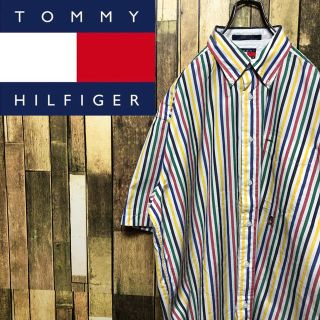 トミーヒルフィガー(TOMMY HILFIGER)の【イッシー様】トミーヒルフィガーオールド刺繍ロゴ☆半袖キャンディストライプシャツ(シャツ)