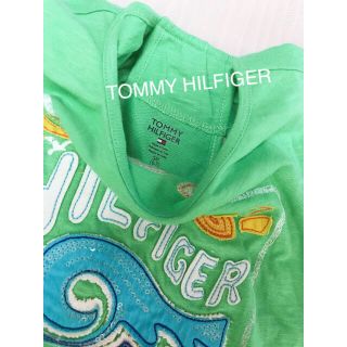 トミーヒルフィガー(TOMMY HILFIGER)のTOMMY HILFIGER❤︎kids背中あきグリーンT&アーガイルニット(Tシャツ/カットソー)