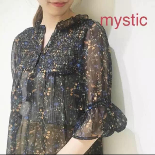 mystic(ミスティック)の花柄シャーリングブラウス レディースのトップス(シャツ/ブラウス(長袖/七分))の商品写真