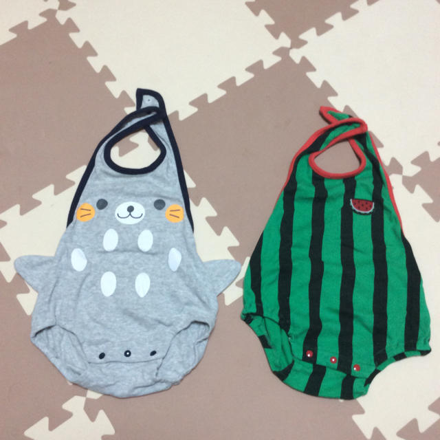 西松屋(ニシマツヤ)のベビー服２枚セット キッズ/ベビー/マタニティのベビー服(~85cm)(ロンパース)の商品写真