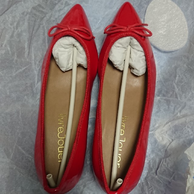 【mipper様専用】【新品未使用】ローヒールパンプス 赤 L レディースの靴/シューズ(バレエシューズ)の商品写真
