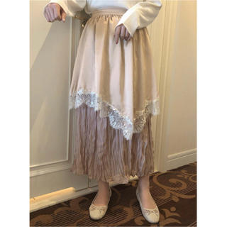 ワンアフターアナザーナイスクラップ(one after another NICE CLAUP)のナイスクラップ  petite frill  skirt ベージュ　ペティート(ロングスカート)