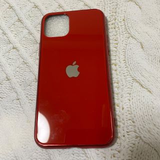 iPhone11 Appleロゴ付き　スマホケース　赤色(iPhoneケース)