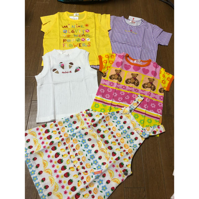 MINI-K(ミニケー)の【新品】ミニK Tシャツ　ノースリーブ　ワンピース　5点セット　100cm キッズ/ベビー/マタニティのキッズ服女の子用(90cm~)(Tシャツ/カットソー)の商品写真