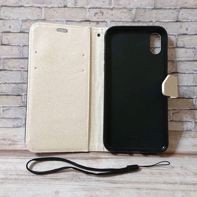 バイカラー　白＆黒　iphoneX、iphoneXS共通対応　手帳型ケース　A３ スマホ/家電/カメラのスマホアクセサリー(iPhoneケース)の商品写真