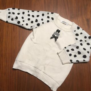 エフオーキッズ(F.O.KIDS)のTON様専用☆白セーター　牛柄　豹柄　90 綿100 長袖カットソー (Tシャツ/カットソー)