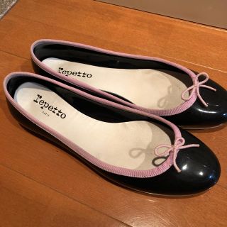 レペット(repetto)のレペット レインシューズ  40 黒&ピンク　箱付き(バレエシューズ)