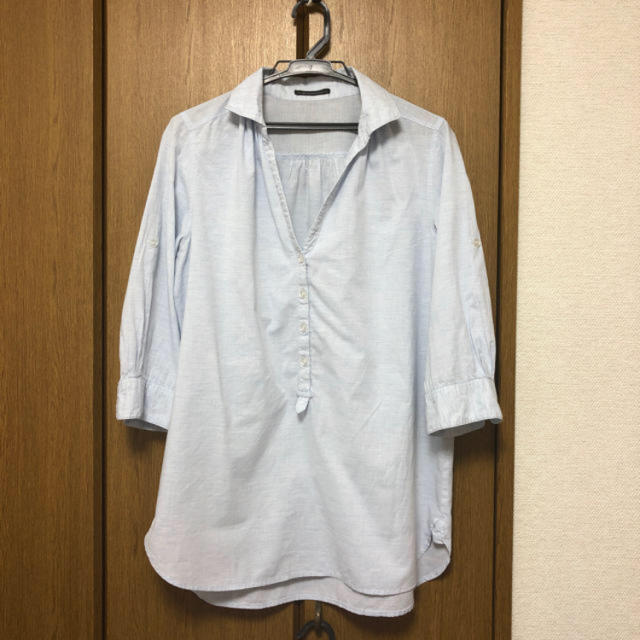 七分袖 スキッパーシャツ ブラウス レディースのトップス(シャツ/ブラウス(長袖/七分))の商品写真