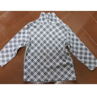 ユニクロ(UNIQLO)のハイネック ロングTシャツ ユニクロ 90 チェック柄(Tシャツ/カットソー)