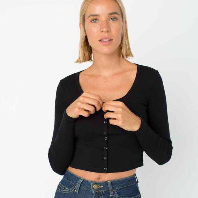 American Apparel(アメリカンアパレル)のアメアパ 黒TOPS レディースのトップス(Tシャツ(長袖/七分))の商品写真