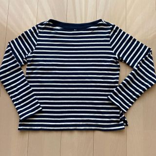 ユニクロ(UNIQLO)のユニクロ　ボーダーボートネックTシャツ ネイビー(Tシャツ(長袖/七分))