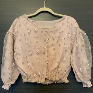 ナチュラルクチュール(natural couture)のNICE CLAUP オーガンジー　花柄トップス(シャツ/ブラウス(長袖/七分))