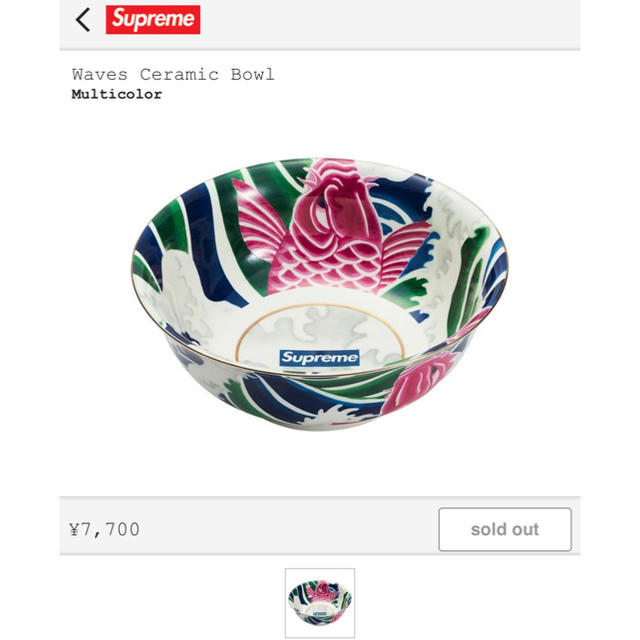 インテリア/住まい/日用品Supreme Waves Ceramic Bowl ボウル　皿