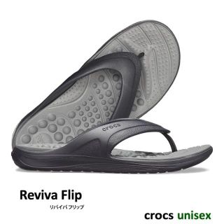 クロックス(crocs)のクロックス リバイバ フリップ/ ブラック×スレートグレー 黒 25cm(ビーチサンダル)