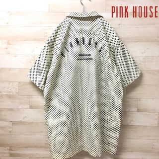 ピンクハウス(PINK HOUSE)の【PINK HOUSE 】シャツ(L) ブラウス　半袖　ドット　バックロゴ 総柄(シャツ/ブラウス(半袖/袖なし))