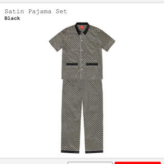 シュプリーム(Supreme)の上のみ　Supreme Satin Pajama Lサイズ　ブラック(シャツ)