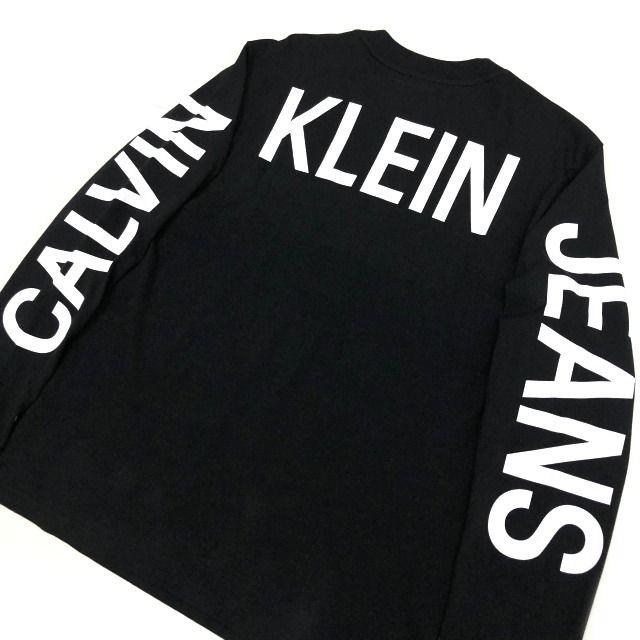 Calvin Klein(カルバンクライン)のカルバンクラインジーンズ袖ロゴ ビッグロゴ ロンT(L)黒 181215 メンズのトップス(Tシャツ/カットソー(七分/長袖))の商品写真