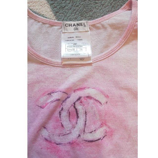 CHANEL(シャネル)のシャネル Tシャツ CCロゴ 36 ピンク レディースのトップス(Tシャツ(半袖/袖なし))の商品写真